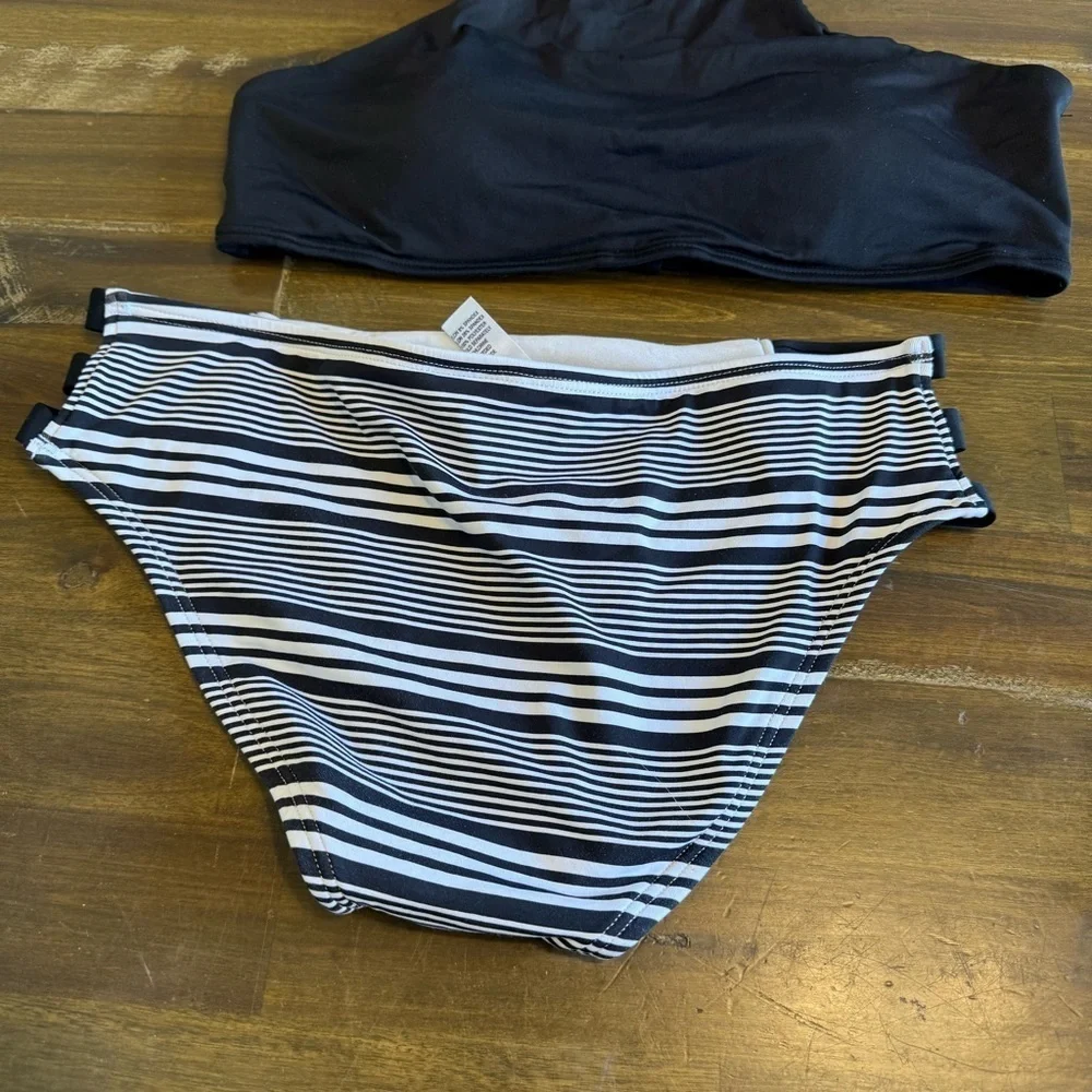 Sunn Lab Swim Black White Strapy Bikini Set Stripe M